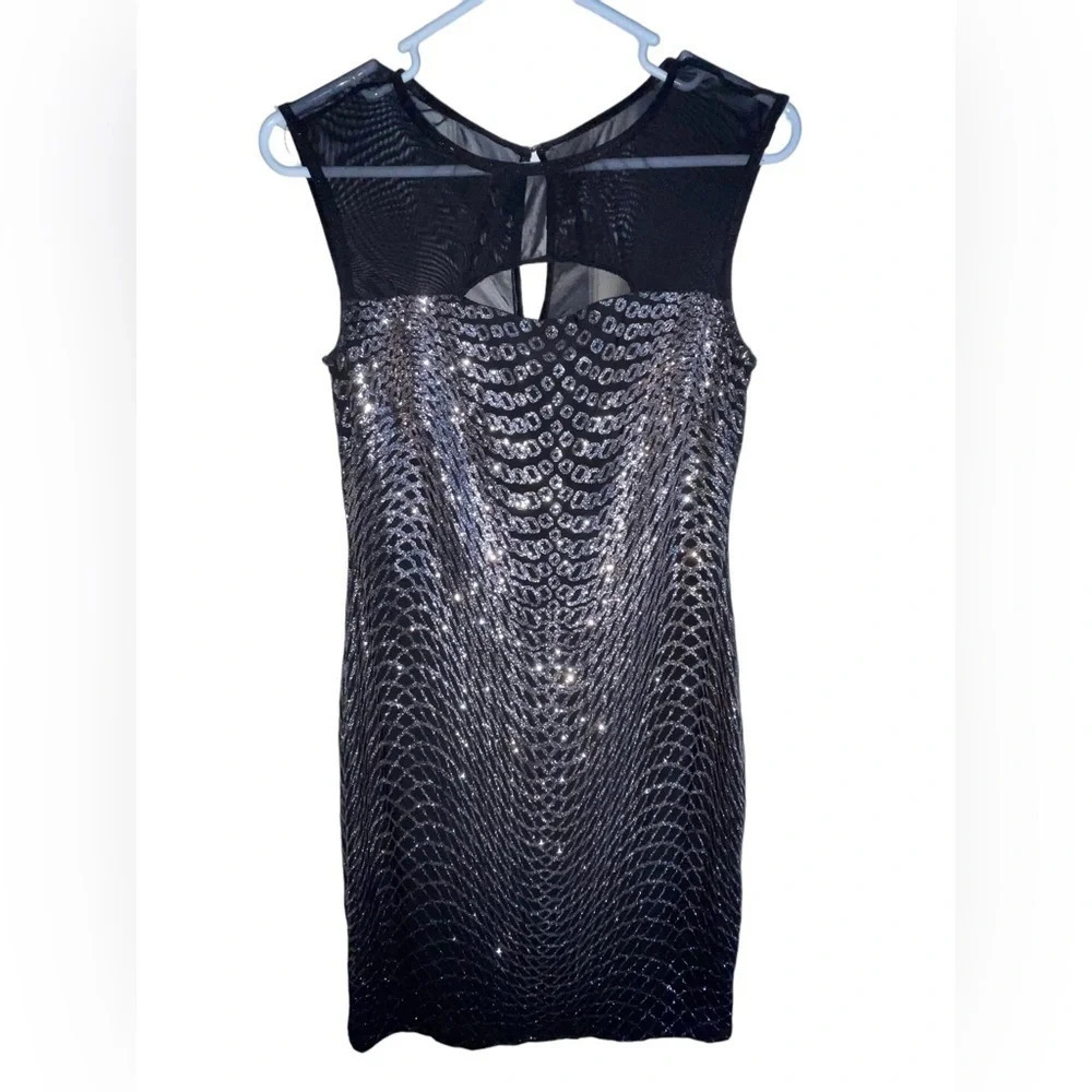 Jump Apparel Black And Silver Sparkly Glittery Prom Dress Juniors Size 7/8